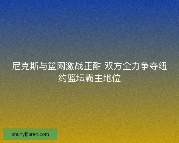 尼克斯与篮网激战正酣 双方全力争夺纽约篮坛霸主地位